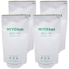 MIYOSHI 玉之肌 無添加廚房泡沫洗手乳補充包, 220ml, 無香料, 無色素, 4件