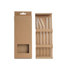 Guin-Hain 玻璃吸管 直線2入 + 彎曲2入 + 清潔刷組, 1套