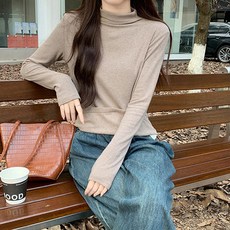 레몬소울 여성용 투레스 골지 반목 기모 니트티