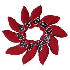 鐵桿套 高爾夫球桿桿頭套 10件組, 紅黑色, 1套