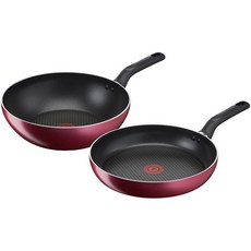 Tefal 特福 IH電磁爐適用So Generous鍋具2件組, 紅色, 平底鍋 28cm+炒鍋 28cm, 1組