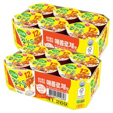 OTTOGI 不倒翁 高蛋白杯麵 辣味玫瑰醬口味 48g, 12個