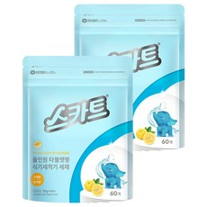 스카트 올인원 식기세척기 세제 뽀드득 유자향 60p, 600g, 2개