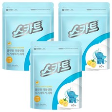 스카트 올인원 식기세척기 세제 뽀드득 유자향 60p, 600g, 3개
