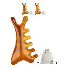 Hyooli 臉部頭皮全方位刮痧按摩器, 棕色, 3個