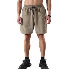 남성용 하이 웨스트 멀티 포켓 헬스장 스포츠 반바지