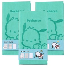 Sanrio 三麗鷗 手拿筆記本, 3個, 薄荷(帕恰狗)