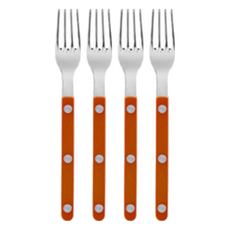 SABRE PARIS Bistrot復古酒館鈕扣系列點心蛋糕叉 16cm 亮面款, 橘色, 4入