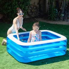 Big Wave 方形兒童泳池, 1個, 藍色 + 白色