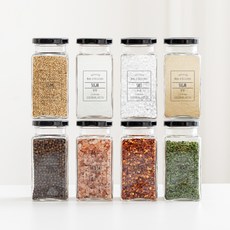 Lifeonly 方形黑蓋調味罐 大, 1套, 調味罐 8入 + 快樂廚房標籤 48種