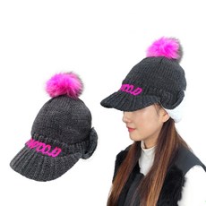 Goun Golf 織帶刺繡護耳防寒高爾夫球帽, 灰色, 1個