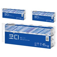 CODI 雙層捲筒壓紋衛生紙, 45m, 10捲, 3袋