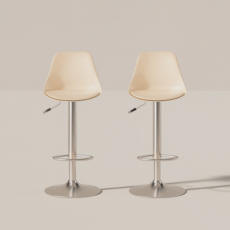 하비티 모던 인테리어 크롬 컴포트 홈바의자, 크롬 베이지, 2개