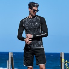 AIRWALK 男款棕櫚葉印花長袖防曬外套+短泳褲組