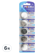 피케이셀 컴스마트 PKCELL 리튬 코인형 CR2477 건전지 3V BT490, 5개입, 6개