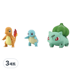 반다이남코 포켓몬 스케일 월드 관동지방 파이리 + 꼬부기 + 이상해씨 피규어 세트, 3세트