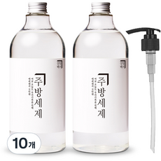 Homekeeping 餐具清潔劑 青橘香 2瓶+專用壓頭, 1L, 10瓶