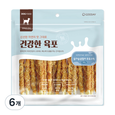 굿데이 강아지 건강한 육포, 닭가슴살말이 우유스틱, 300g, 6개