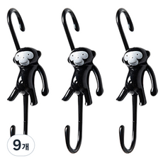 River Green 猴子多用途單臂掛鉤, 黑色, 9個