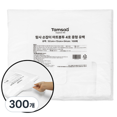 탐사 손잡이 마트봉투 유백 4호 중형 32 cm x 13 cm x 54 cm, 300개