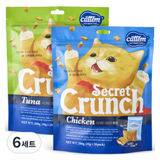 캣템 고양이 시크릿 크런치 간식 200g + 200g 세트, 참치 + 치킨, 6세트