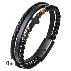 Solsoldamda 瑪瑙磁力健康手鍊 虎眼石 黑色磁扣 22.86cm, 4個