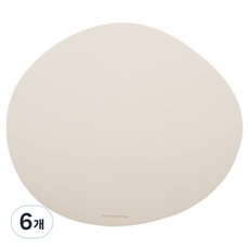 구스페리 논슬립 라운드 가죽 마우스 패드, 아이보리, 6개