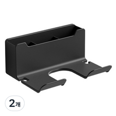 Maclife 免鑽孔浴室吹風機架 收納盒, 2個, 黑色