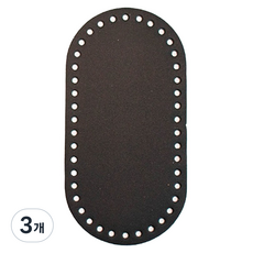 yarna 타원형 가죽 바닥 20 x 10 cm, 블랙, 3개