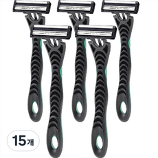 藍色市場不銹鋼 MAX 3 速一次性剃須刀綠色, 1入, 15個