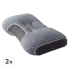 스마일깨비 사용 편한 니트형 숙면 경추베개 800g, 그레이, 2개