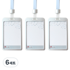 빅드림 6042 메탈ID 사원증 카드홀더 명찰 + 끈 세트 세로형, 메탈실버, 6세트