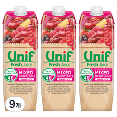 유니프 믹스 베지터블 앤 프루트 베리 주스, 1L, 9개