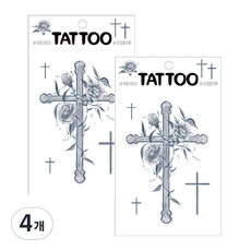 Petit 迷你紋身貼紙 TS027, 十字架, 4個