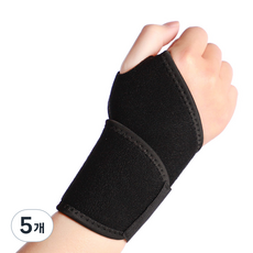 고탄력 압박조절 쿠션 손목보호대 블랙, 5개