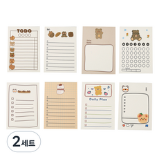 Allode 每日便攜便條紙 1號 8款組合, 2套, 混合顏色