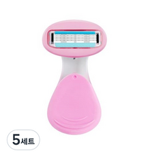여성용 스타 바디 제모 면도기 핑크 + 케이스 세트, 5세트