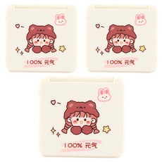 모리의집 미니 화장거울 손거울, 곰 소녀, 3개