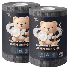 쟈니베어 프리미엄 일회용 수세미, 그레이, 80개입, 2개