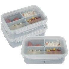 Nanu Dam Meal Prep長方形四格分隔便當盒 1100ml, 天藍色, 3個