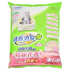 unicharm pet Deo-toilet 清新消臭 雙層貓砂盆專用 清新消臭抗菌沸石砂, 繽紛花香, 3.8L, 1包