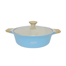 SILWA 西華麥岩鑄造鴛鴦火鍋 28cm 不沾鍋 S型隔板 一體成形 適用各式爐具, 藍色, 1個