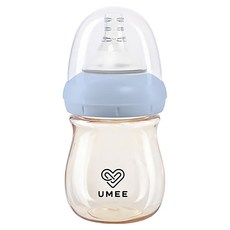 UMEE 寬口徑PPSU奶瓶, 獨特4點通氣系統, 流線型設計, 不含雙酚A, 通過歐美嚴格檢驗, 寶寶藍, 160ml, 1個