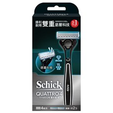 Schick 舒適牌 創4紀鈦型男刮鬍刀架 4刀片 鈦金屬塗層 含潤滑條, 1支, 1盒