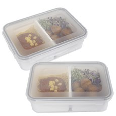 Nanu Dam 2格密封便當盒 白色 1.5L, 單品, 2個