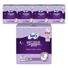 쏘피 바디피트 볼록맞춤 생리대, 오버나이트, 12개입, 5개