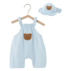 Bebeniz 可愛捲毛熊無袖連身衣 + 帽子套組