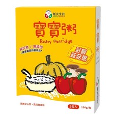 飯友生技 彩椒菇菇粥 (2入) 寶寶粥 嚴選台灣在地食材 營養豐富 無添加 多種烹調方式, 300g, 1盒