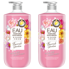 EAU 淨耀香水沐浴乳 花舞奇緣 含ECOCERT歐盟有機認證PCA天然保濕因子 添加玻尿酸與庫拉索蘆薈萃取精華, 1L, 2瓶