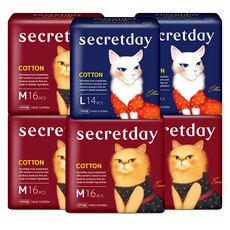 secretday Cotton棉質蝶翼型衛生棉 中(24.5cm) 64片+大(29cm) 28片, 1組
